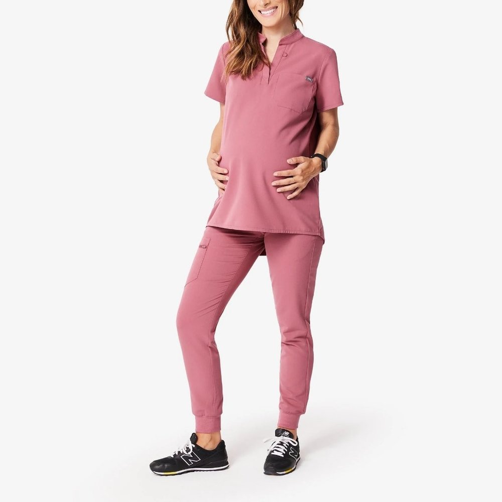 Figs Women's Maternity Jogger Scrub Set in Dusty Rose